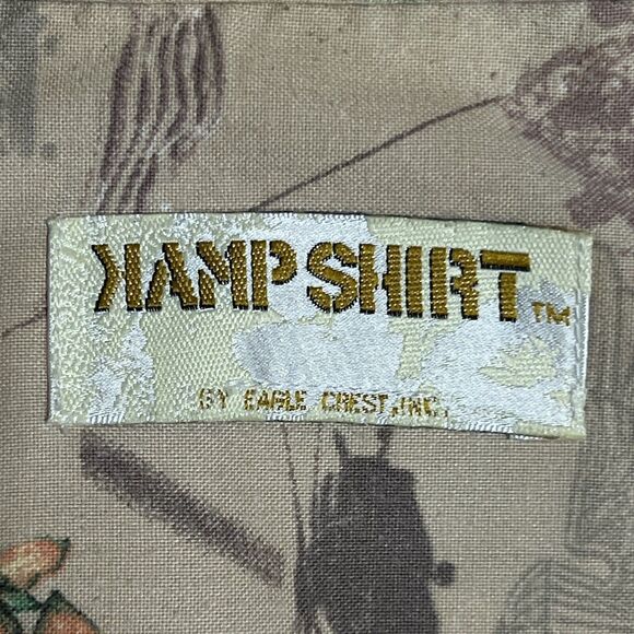 Kamp Camp Shirt Men's 2XL Cotton Beige Multi Hawaiian Tropical Button Up - Picture 4 of 17